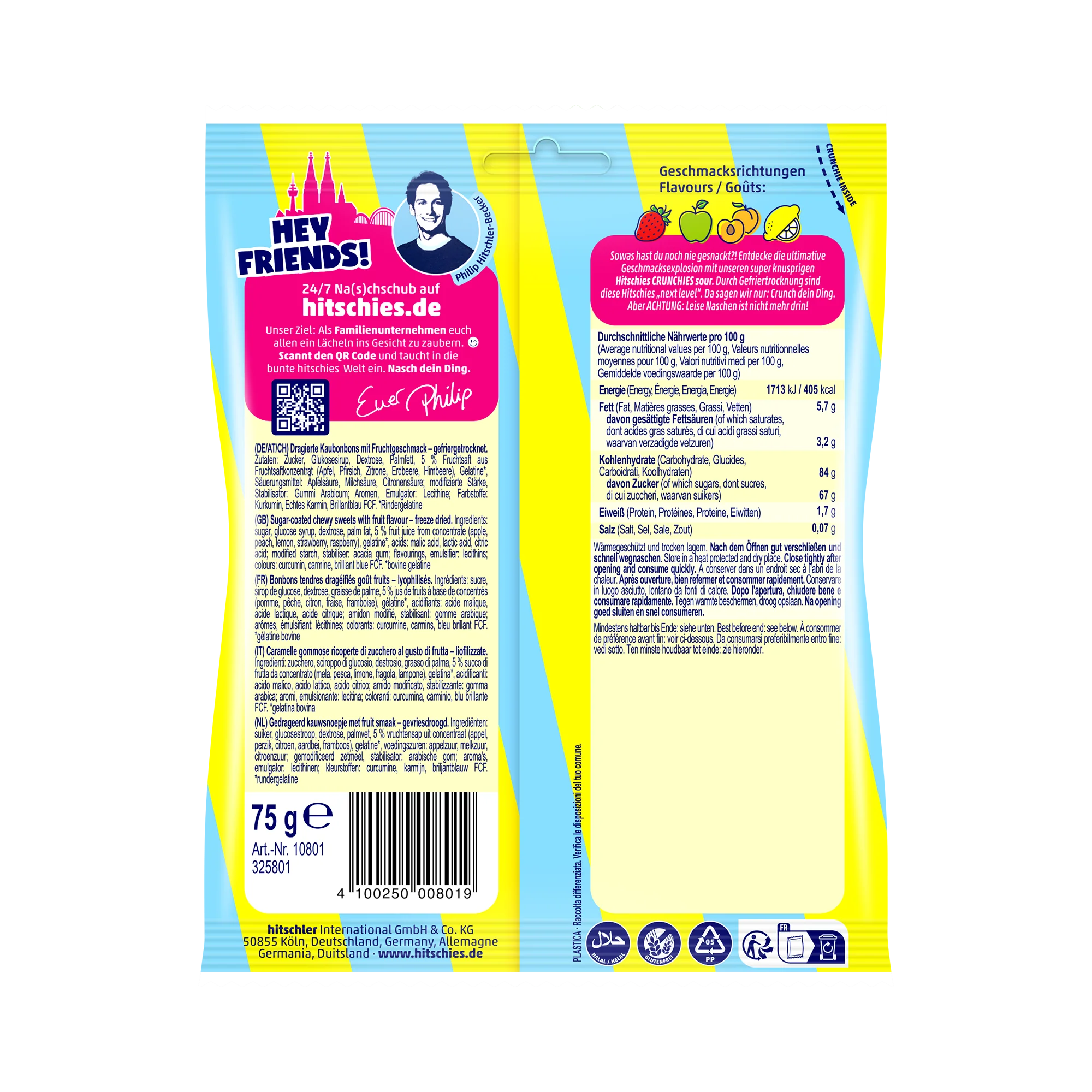 VEGAN Hitschies Cruncheis sauer Mix 75g (3361)