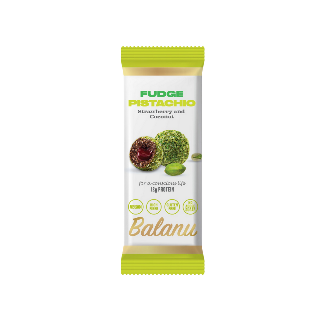 Balanu Fudge Pistachio Strawberry and Coconut Snack 55g (2220)