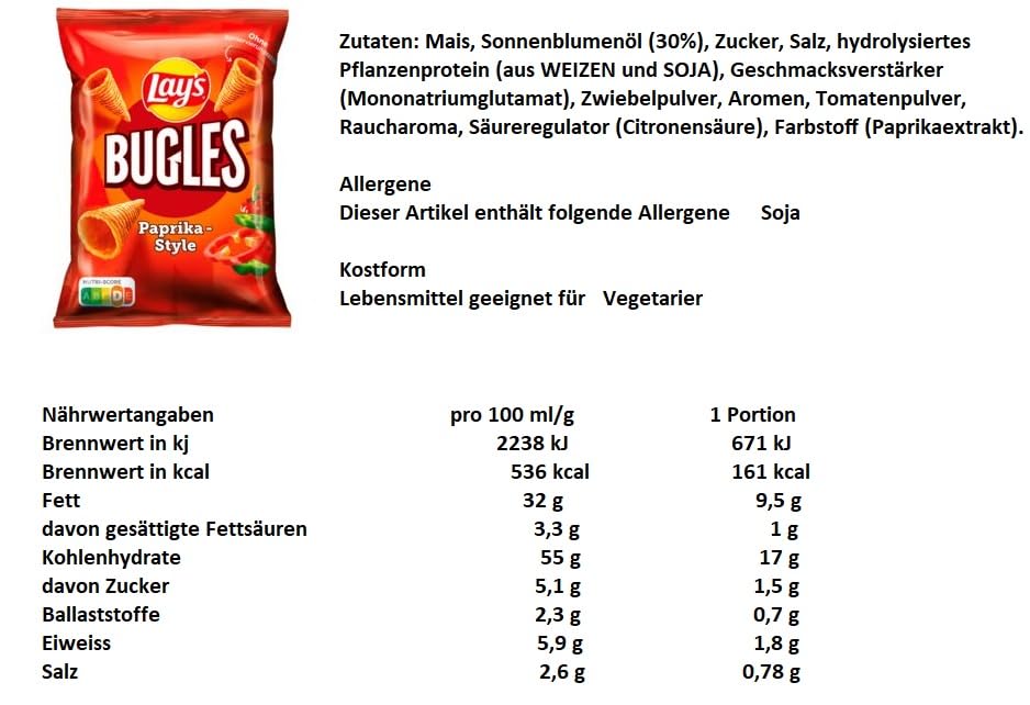 Lays Bugles Paprika Chips 75g (7237)