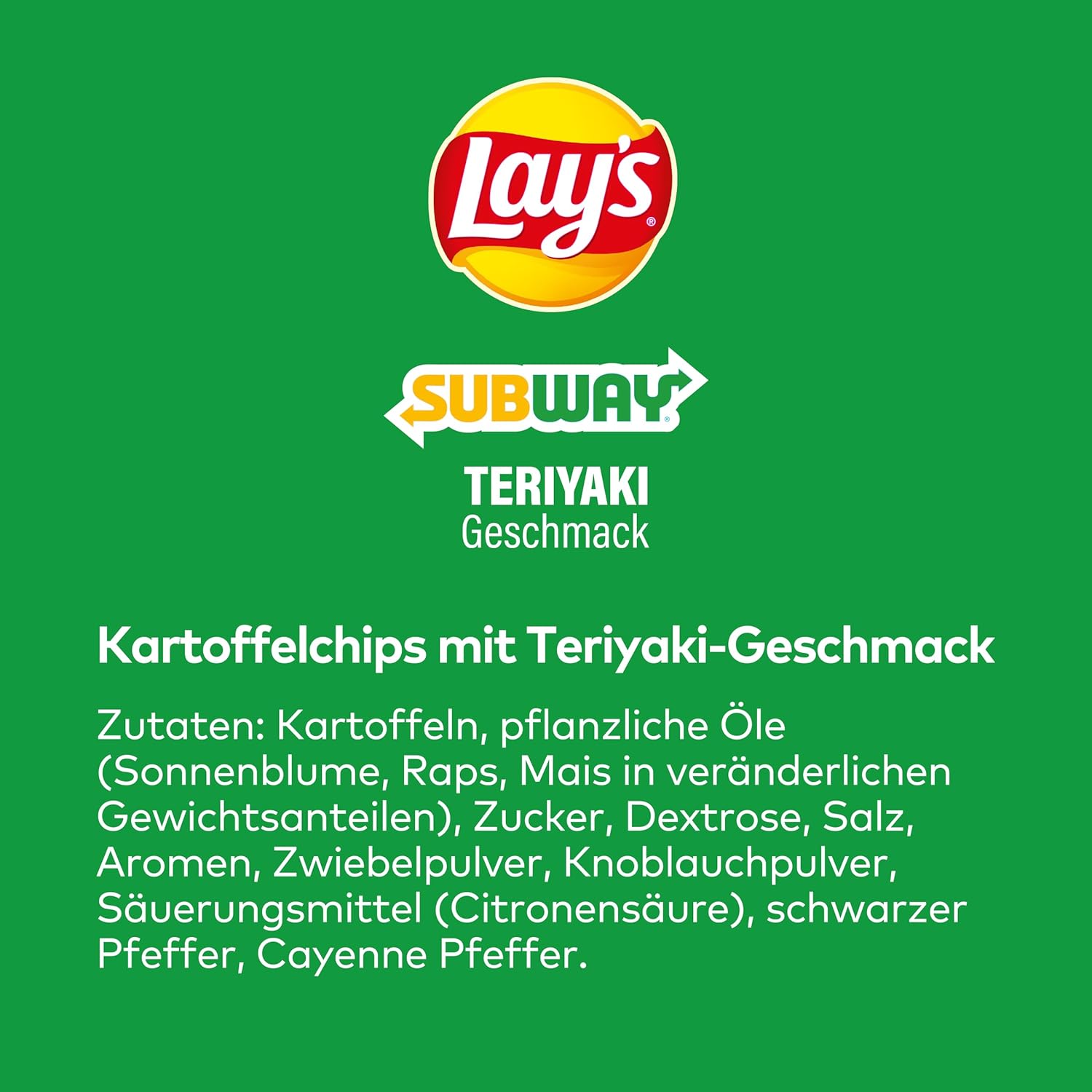 Ürün numarası: 7229 -- Lays Subway Teriyaki Cips 150g