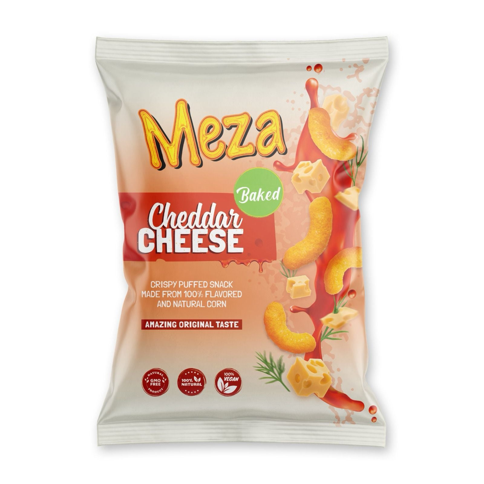 Meza Cheddar Cheese Puff Mais Chips 135g (6804)