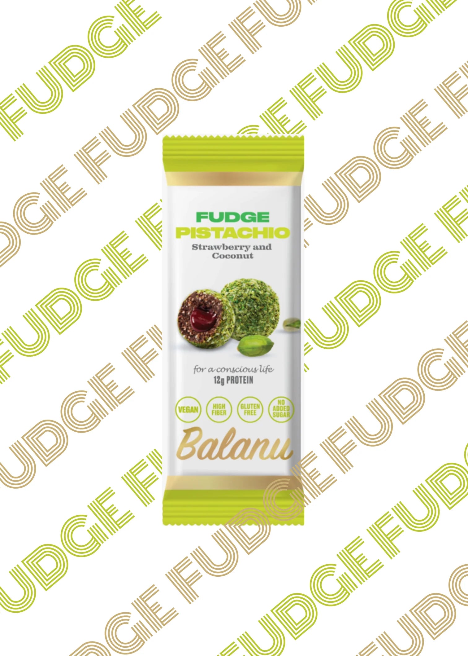 Balanu Fudge Pistachio Strawberry and Coconut Snack 55g (2220)