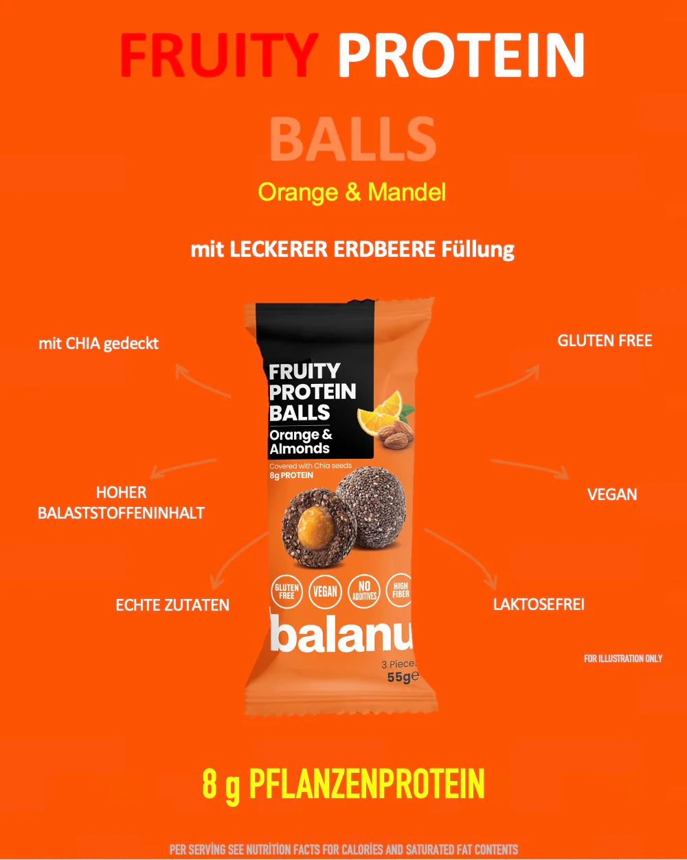Balanu Fruity Protein Balls Orange & Almonds 55 g × 6 (2205)