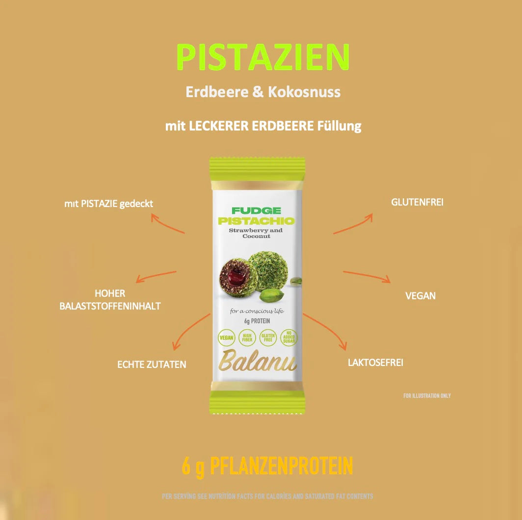 Balanu Fudge Pistachio Strawberry and Coconut Snack 55g (2220)