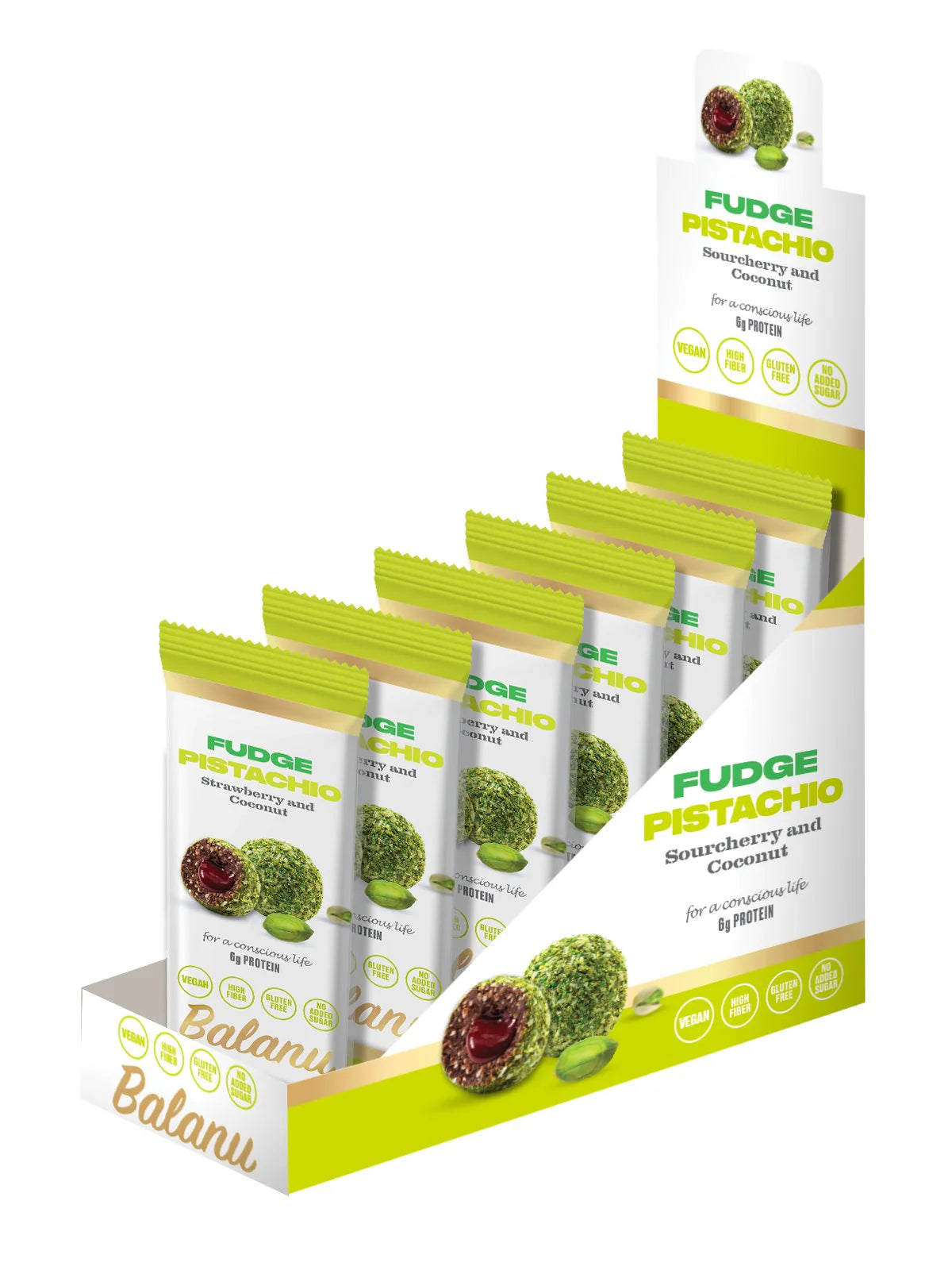 Balanu Fudge Pistachio Strawberry and Coconut Snack 55g (2220)