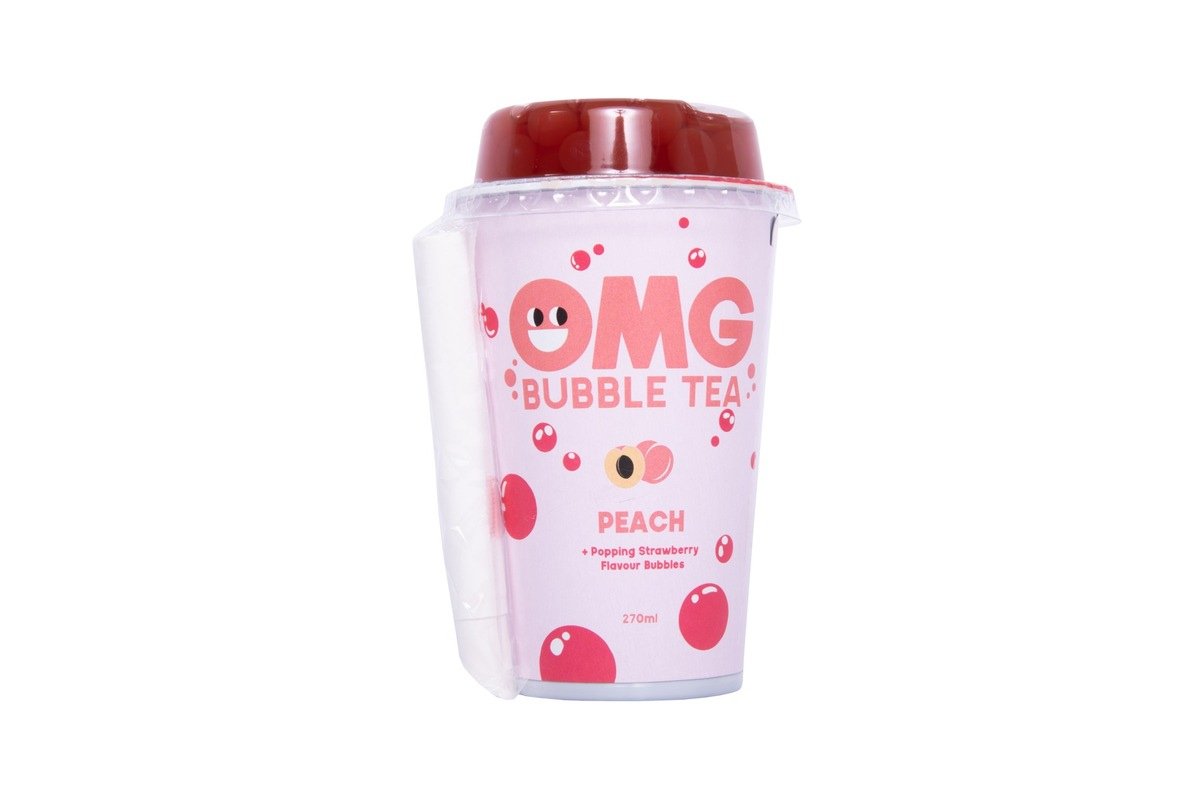 OMG Bubble Tea Peach popping Strawberry Erdbeere Geschmack 270ml (8002)