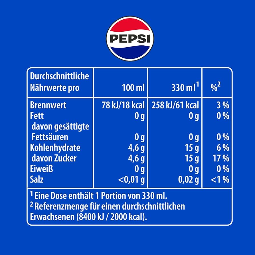 Pepsi Cola CAN with deposit 330ml (1601)