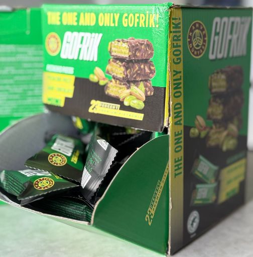 Meray Gofrik Mini Waffelriegel Zartbitter Pistazie (50x 12,5g) (4086)