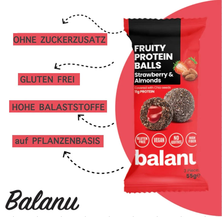 Balanu Fruity Protein Balls Strawberry &amp; Almonds 55 gx 6 (2215)