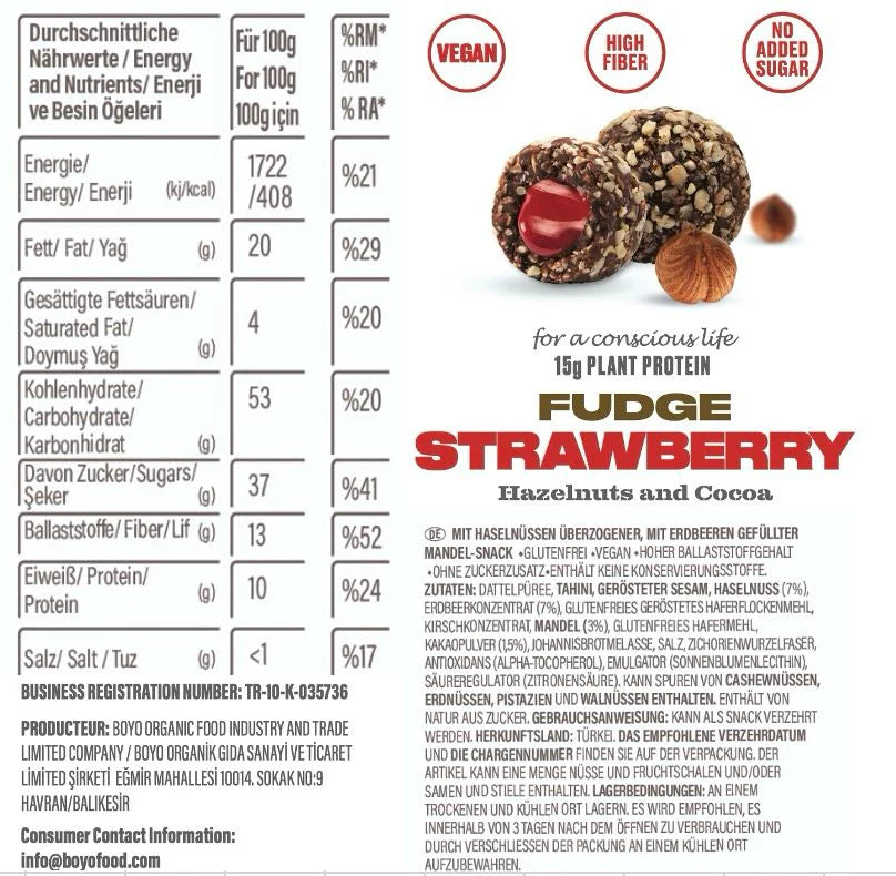 Balanu Fudge Strawberry Hazelnuts and Cocoa 55g (2215)