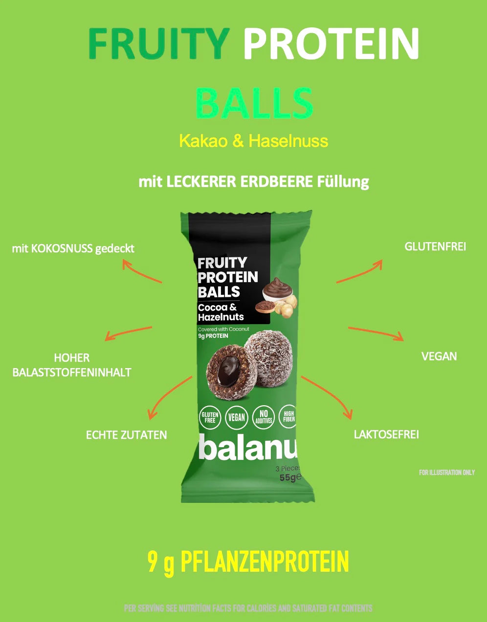 Balanu Fruity Protein Balls Cocoa & Hazelnuts 55 g x 6 (2203)